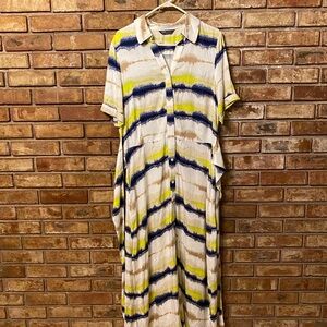 Buttoned Maxi Sundress with Short Sleeves